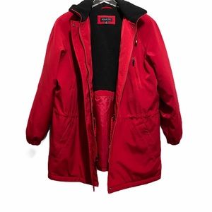 Breatan Plus size red fleece lined puffer jacket